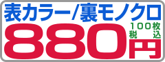 名刺100枚片面カラー/裏面モノクロ